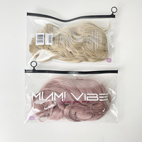 Bolsas de PVC transparentes esmeriladas con logo impreso para embalaje de prendas, bolsas personalizadas con cierre ziplock para extensiones de cabello humano y pelucas, con cremallera y colgador.