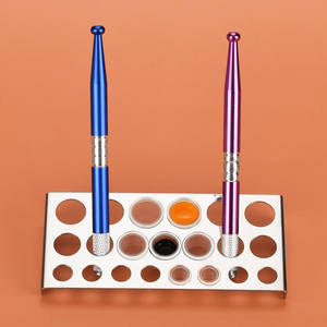 Support rectangulaire en acier inoxydable à 21 trous pour coupelles de pigment de <span class=keywords><strong>tatouage</strong></span>, support pour machine à tatouer, équipement de broderie - Product Image 5