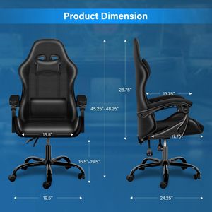 <span class=keywords><strong>Chaise</strong></span> de bureau en similicuir à <span class=keywords><strong>dossier</strong></span> <span class=keywords><strong>haut</strong></span> pivotant noire <span class=keywords><strong>Chaise</strong></span> de jeu Pc Stuhl ergonomique avec soutien lombaire - Product Image 6
