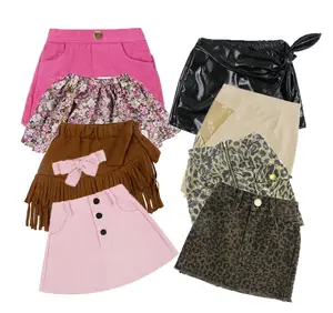 FuYu Markdown Sale Custom Girls Fashion High Quality Unique Design Solid Color Autumn Skirts