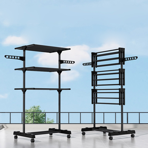 <span class=keywords><strong>Tendedero</strong></span> de ropa de Metal plegable para interiores portátil retráctil extensible móvil <span class=keywords><strong>con</strong></span> <span class=keywords><strong>ruedas</strong></span> para secado de ropa y ropa - Product Image 5