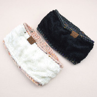Bandeau en tricot doublé polaire CC Label, cache-oreilles d'hiver en tricot torsadé, accessoire pour cheveux en fil confettis, vente en gros, bandeau personnalisé avec logo