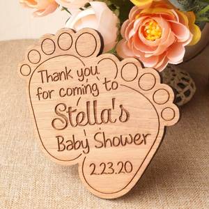 Recuerdos de Huellas de Bebé en Madera Duradera Personalizados con Nombres y Fechas Grabados con Láser; Recuerdos de Bautizo Conmemorativos - Product Image 3