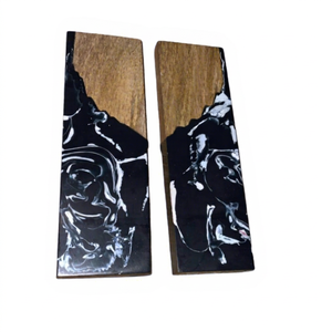 Nouvelles Plaquettes de Manche de Couteau Hybrides Stabilisées en Bois Noir et Blanc, Sensation Naturelle, Artisanat Fait Main, Forme Naturelle, Design Amour, M.S. EXPORTATION - Product Image 1