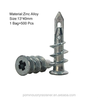 Chevilles murales 13*40mm et vis, chevilles métalliques pour cloisons sèches, chevilles robustes pour cloisons sèches, kit de vis pour chevilles de cloisons sèches en alliage de zinc pour métal
