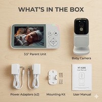 LOGO KT-828S-2 Moniteur vidéo pour bébé 3,5 pouces Caméra émetteur-récepteur audio Vision nocturne VOX Audio bidirectionnel Alerte de température Berceuse
