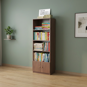 Bibliothèque moderne en bois avec 4 étagères de rangement pour la maison, le bureau et le salon - Product Image 5