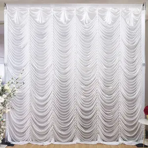 luxury white ripple wave ruffled ice silk designs backdrop curtains drapes for wedding stage event party decoration
