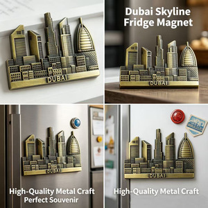 Imán para Refrigerador con Diseño Arquitectónico Detallado del Horizonte de Dubái, Recuerdo de Viaje - Product Image 3