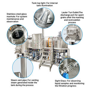 Sistema de Elaboración de Cerveza de Acero Inoxidable 304 de 50L con Tres Recipientes, Control de Temperatura y Alta Productividad para Cervecerías Artesanales y Bares - Product Image 2