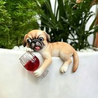 Statuette artisanale en résine, modèle Pug amateur de vin, couleur fixe, fabriquée en Chine, best-seller, idéale pour jardin, balcon, extérieur