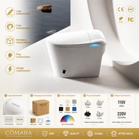 Meilleures ventes : Siège de bidet intelligent à LED avec couvercle en mousse intégrale, télécommande, fixation au sol, double chasse d'eau, chauffage du siège, fonction aromatique, forme allongée, siphon en P