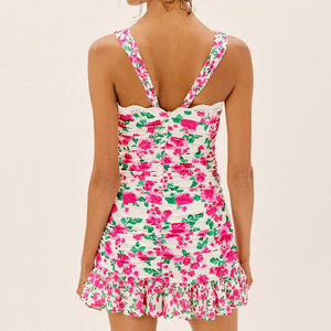 Modello personalizzato arricciato increspato ruffle floreale mini abiti sottoveste - Product Image 5