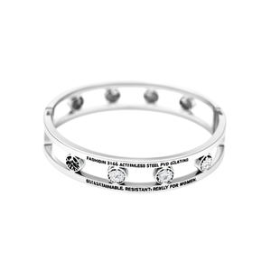 Bracelet tendance en acier inoxydable 316L plaqué or PVD avec accents de diamants, bijoux durables et résistants pour femmes - Product Image 2