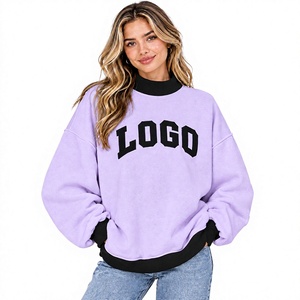 Precio al por mayor, estilo personalizado, diseño sin forro, ajuste holgado, jersey de cuello alto de manga larga extragrande para mujer, bordado de invierno - Product Image 1