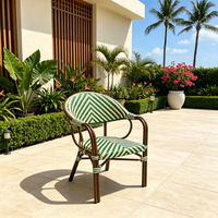 Chaise de bistrot moderne et classique pour jardin de villa, en aluminium et rotin PE résistant aux intempéries, pour espace extérieur et patio