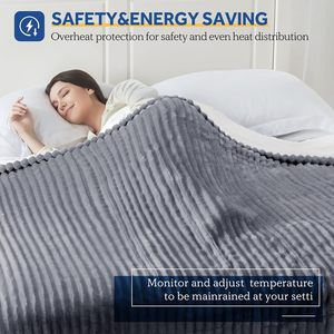 Cobertor elétrico de flanela com nervuras macias para Sherpa cobertor aquecido reversível com 10 configurações de calor - Product Image 3