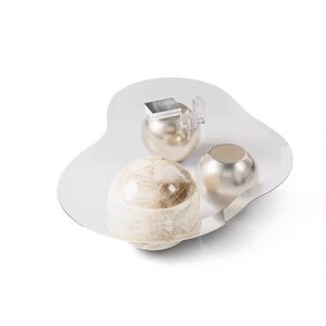 Современная дизайнерская вилла, художественная латунная журнальная столик с мраморной стеклянной столешницей, креативная мебель для гостиной - Product Image 5