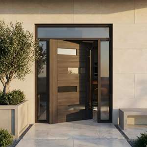 <span class=keywords><strong>Porte</strong></span> pivotante électrique en aluminium sur mesure avec design de grille en verre, entrée intelligente à capteur robuste pour entrée de maison contemporaine - Product Image 3