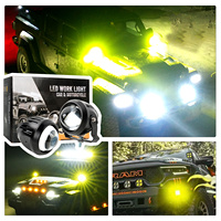 Projecteur de phare LED pour moto Offroad 30W Projecteur de phare laser antibrouillard latéral Projecteur à lentille jaune et blanche pour camions ATV