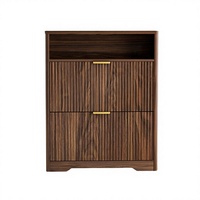 Meuble à chaussures en bois rainuré fin, étagère à chaussures avec tiroir rabattable et plateau supérieur ouvert, armoire de rangement pour chaussures d'entrée