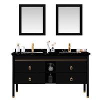 Double évier italien personnalisé, armoire de salle de bain de luxe moderne avec miroir