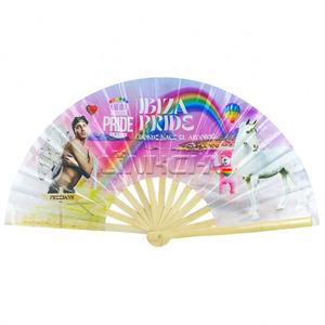 Ventilador de bambú personalizado de 13 pulgadas para bailar Rave Clack, logotipo de mano grande, sublimación, ruido fuerte, pintado, impresión personalizada de Bambú - Product Image 4
