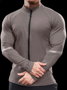 dropshipping Ultra-Breathable Quick Dry <b>Men's</b> Mid Stretch Long Sleeve <b>Jacket</b>, <b>Lightweight</b> Design Sportswear Tops <b>For</b> Spring - Product Image 6