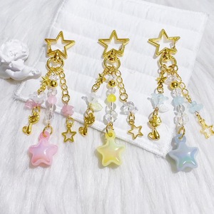 Llaveros Metálicos con Colgante de Piedra Triturada en Forma de Estrella, Serie de Colores Crema Macaron, para Bolsos, Tarjetas, Audífonos, Estilo Energético y Suave - Product Image 4