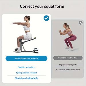 Тренажер для приседаний и тренировки ног и бедер со стойкой для приседаний, складная металлическая конструкция для использования в помещении, функции безопасности, тренировка отжиманий - Product Image 3