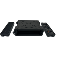 Rack de rangement antichoc en plastique rigide PE sur mesure, Flight Case 2U pour amplificateur et micro avec sac en filet zippé et sangle Velcro