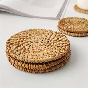 Dessous de verre en rotin fleur fait à la main rond en osier tasse tapis écologique maison Table décor fabriqué au Vietnam - Product Image 5