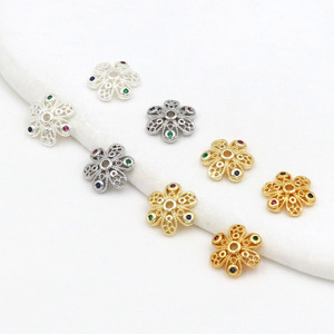 Soporte para Flores de Circonio, Chapado en Oro de 14K, Cobre, Cuentas Espaciadoras para Joyería DIY, C21 - Product Image 4