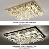 Lustre de plafond LED carré moderne de haute qualité en cristal, alimentation CA, en acier inoxydable pour la décoration du salon