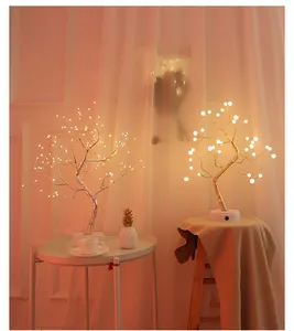 桌面盆景树灯DIY人造灯电池USB操作桌面圣诞装饰树枝灯树仙灯