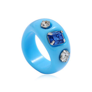 Пластиковые кольца из смолы для женщин-подростков, массивные модные красочные милые ювелирные изделия, массивные купольные толстые кольца - Product Image 3