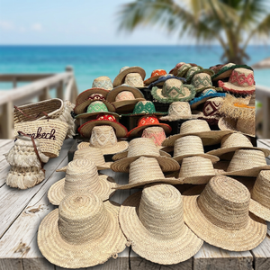 Handmade Straw Hat Natural Color Traditional Design Bamboo Craft Souvenir - Product Image 3