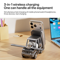 Chargeur sans fil 3-en-1 de haute qualité 15W/10W avec horloge numérique et lumière d'ambiance RGB, certifié CE FCC RoHS, pour téléphone, montre et écouteurs (compatible Type-C)