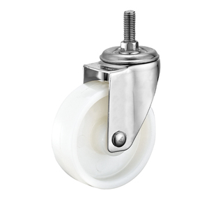 75 mm 100 mm 125 mm Mittelschwere Edelstahl-Lenkrolle aus Nylon mit Gewindestift und Totalfeststeller - Product Image 3