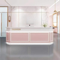 Comptoir de réception moderne bleu, léger et robuste, de luxe, pour salon de beauté, bar incurvé, caisse, petit mobilier de bureau