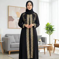 Nouvelle robe Abaya noire à la mode, robe musulmane pour femmes, robe élégante ornée de perles, vêtements pour femmes du Moyen-Orient
