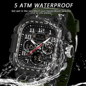 Sanda 6357 Reloj de pulsera multifuncional de doble pantalla para hombre, moderno, para estudiantes, resistente al agua para exteriores - Product Image 4