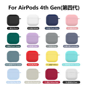 Cover morbida in Silicone per Apple Airpod 4 generazione di auricolari in pura tinta unita custodia spessa per <span class=keywords><strong>Airpods</strong></span> 4 modello 2024 con gancio - Product Image 2