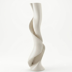 Abstract Twist Sculpture <b>Floor</b> <b>Vase</b> Modern Minimalist White Tall <b>Standing</b> <b>Vase</b> LED Wabi Sabi Decor for Warehouse Metal - Product Image 1