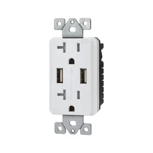 Factory Supply Dual USB Port Wall Socket Charger AC Power Receptacle Outlet