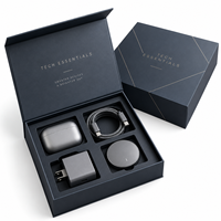 Boîte cadeau d'accessoires technologiques personnalisés, emballage en papier rigide de luxe avec insert en EVA pour écouteurs, chargeur, câble, adaptateur