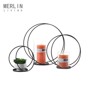 Estilo moderno decoración de metal de hierro sostenedor de vela de cristal para la decoración del hogar - Product Image 1