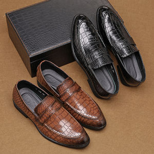 Zapatos Casuales Tipo Penny Loafers Talla 38-48, Elegantes Zapatos de Vestir para Hombre con Diseño de Cocodrilo en PU, Zapatos Oxford para Boda - Product Image 4