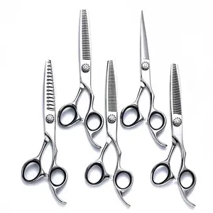 6 Inch Barber Scissor Flat Cut Traceless Teeth Deer Antler Teeth Fish Bone Teeth Thinning Scissor Hair Cutting Scissors Set