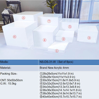 8pcs Pack Personnalisé Luxueux Acrylique Carré Gâteau Présentoir Riser Blanc Décorations De Mariage Support De Nourriture
